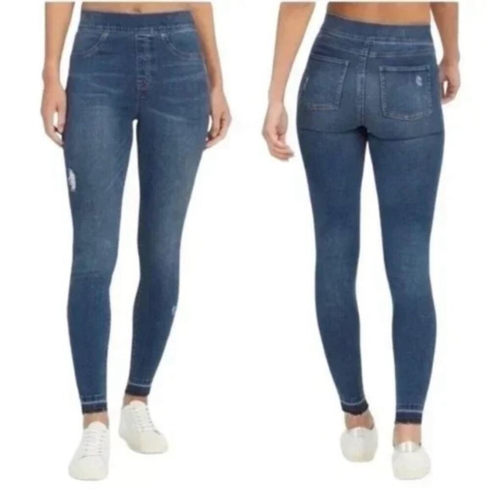 Spandex Jean-ish Distressed Skinny Pull-up Jegging Jeans